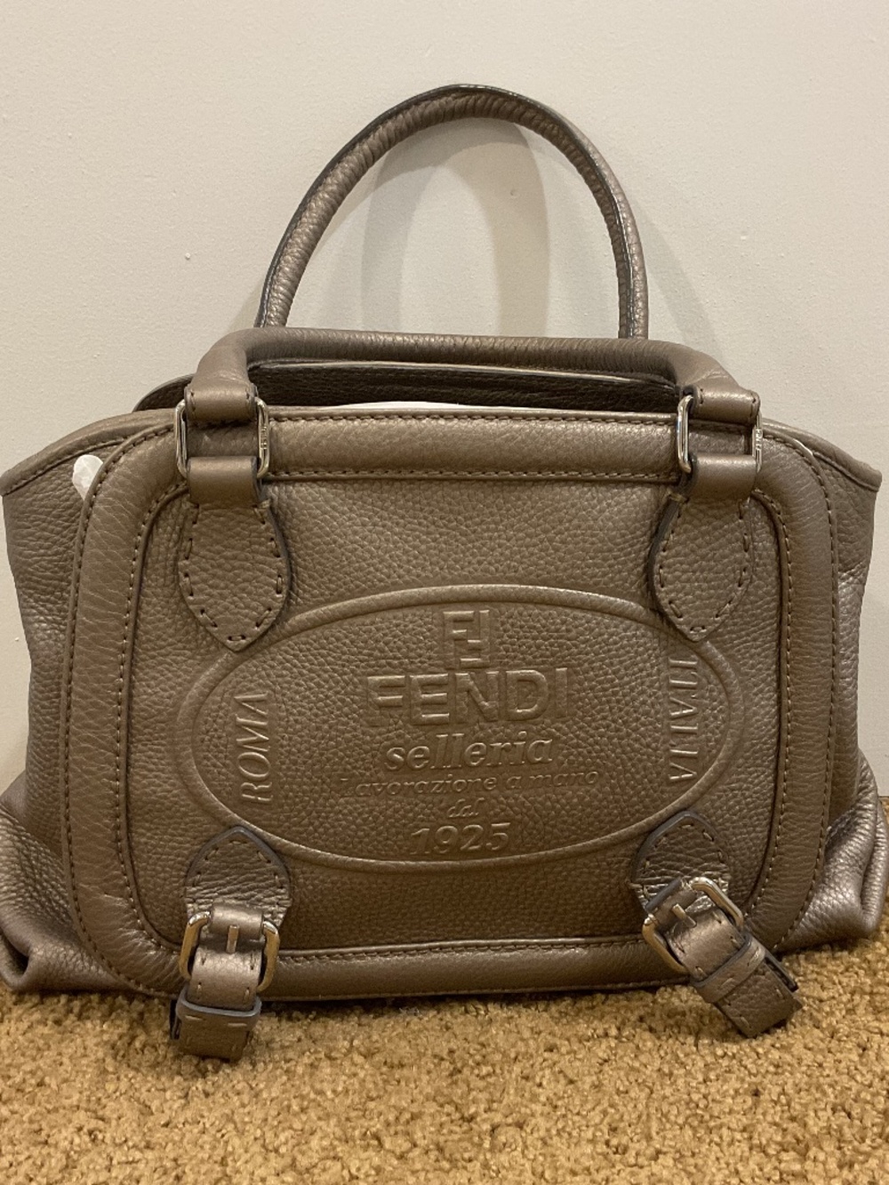 FENDI Seleria Pewter Handbag